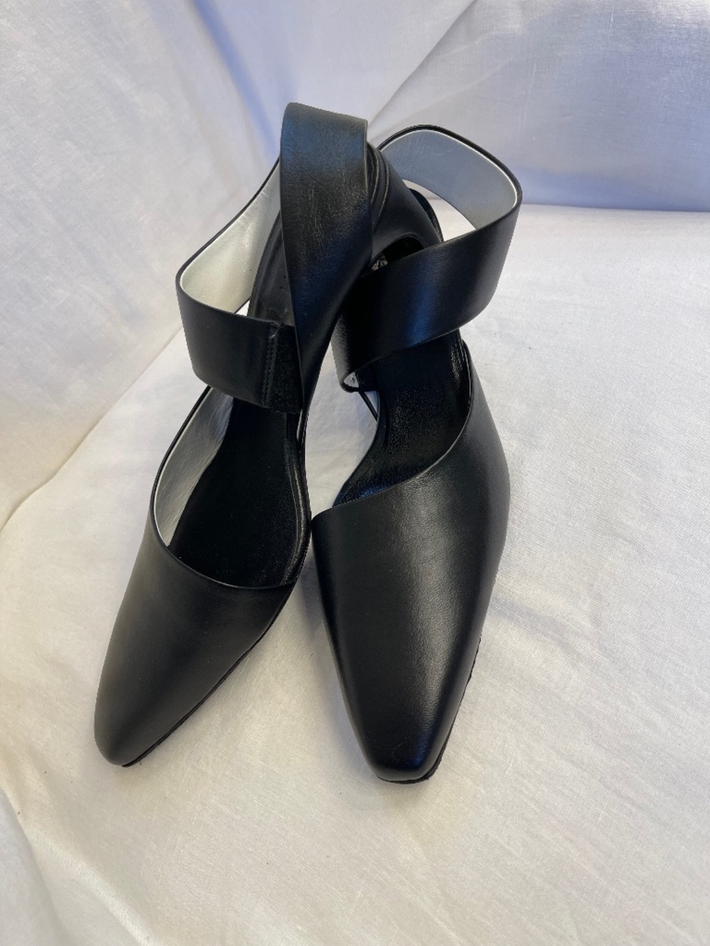 Rosetta Getty, top designer black leather heels, size